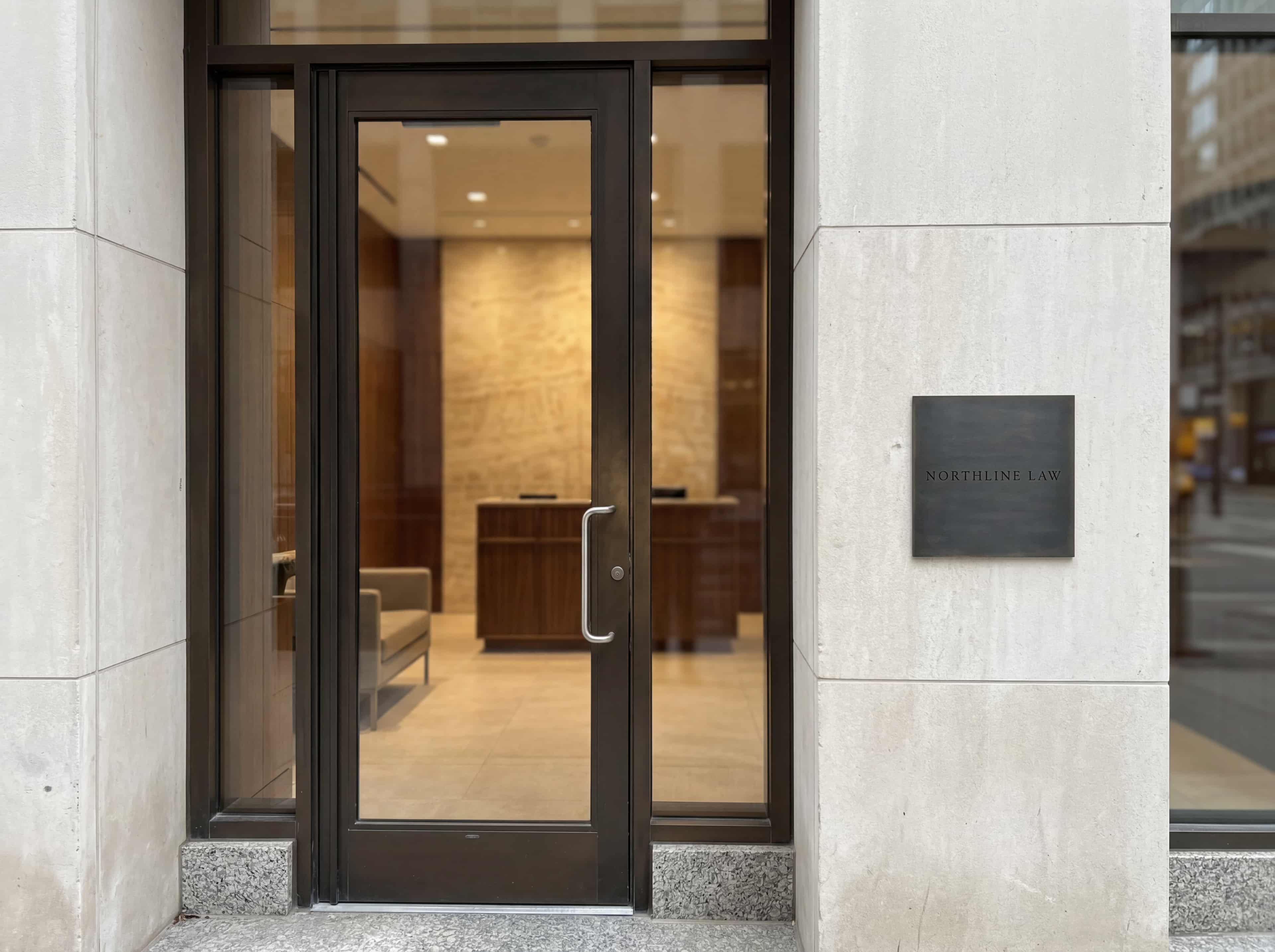 Northline Law Toronto boutique office entrance with subtle exterior logo